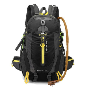 a black and yellow hiking backpack