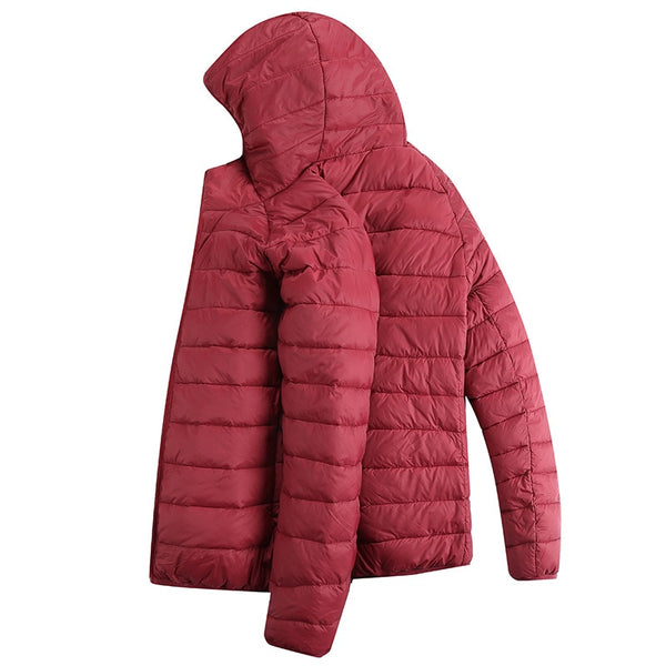 The back of a red heated jacket